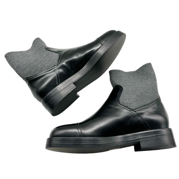NWB J. Crew Black Italian Leather Rib-Cuff Chelsea Ankle Boots Pull On Shoes 9.5 - Picture 3 of 10